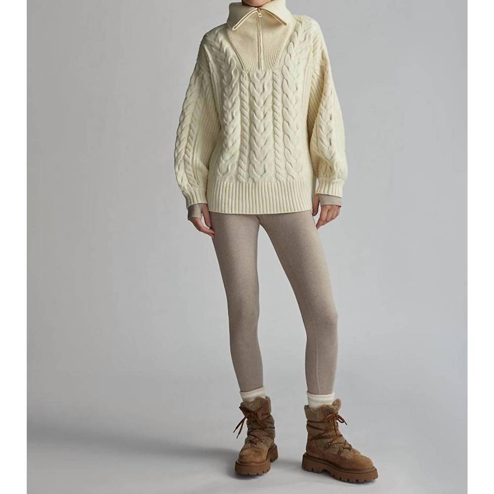 NEW VARLEY daria half zip cable knit sweater in winter white - Picture 3 of 4